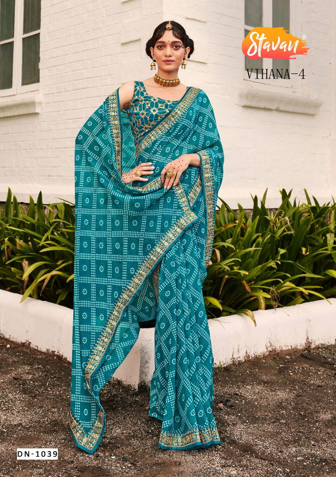 Stavan Vihana Vol 4 Bandhni Printed Sarees Catalog
